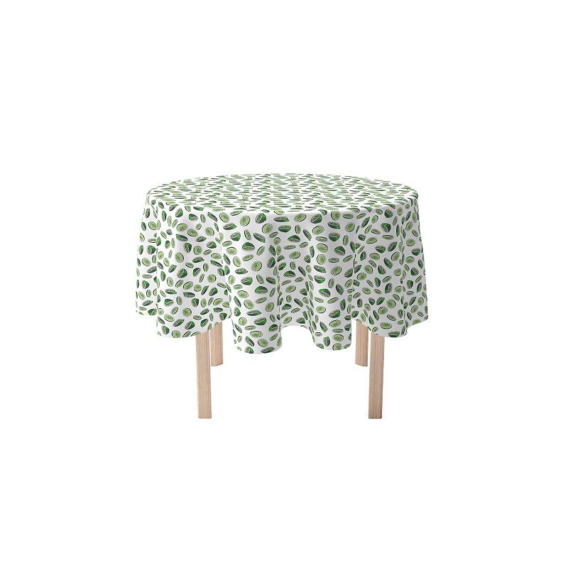 Round Tablecloth， 100% Cotton， 60 Round， Cocktail Limes