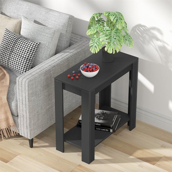 Narrow End Table with Shelf