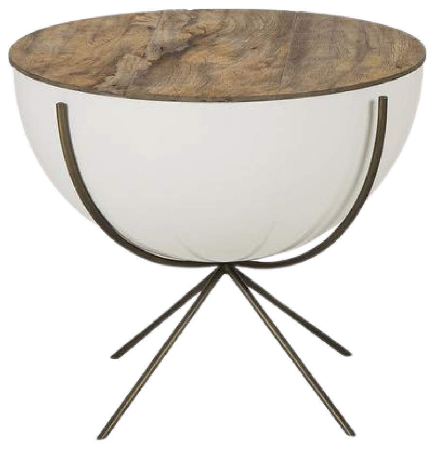 White Fiberglass Bowl Side Table  Andrew Martin Danica   Midcentury   Side Tables And End Tables   by Oroa   Distinctive Furniture  Houzz