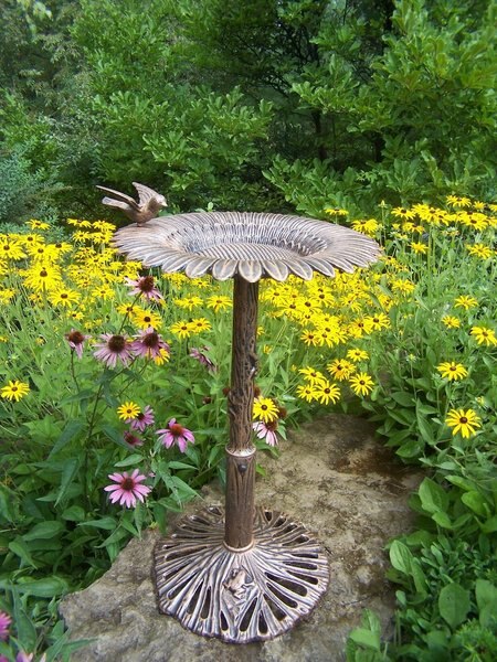 Oakland Living Handmade Metal Sunflower Bird Bath