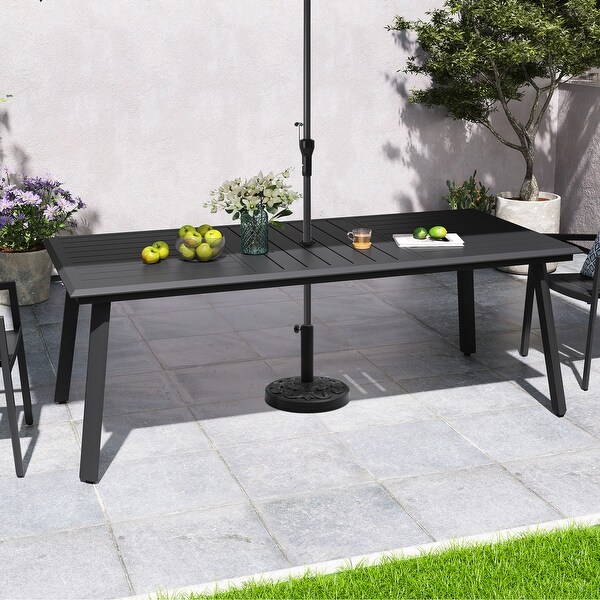 Outdoor Aluminum Dining Table Black with Umbrella Hole