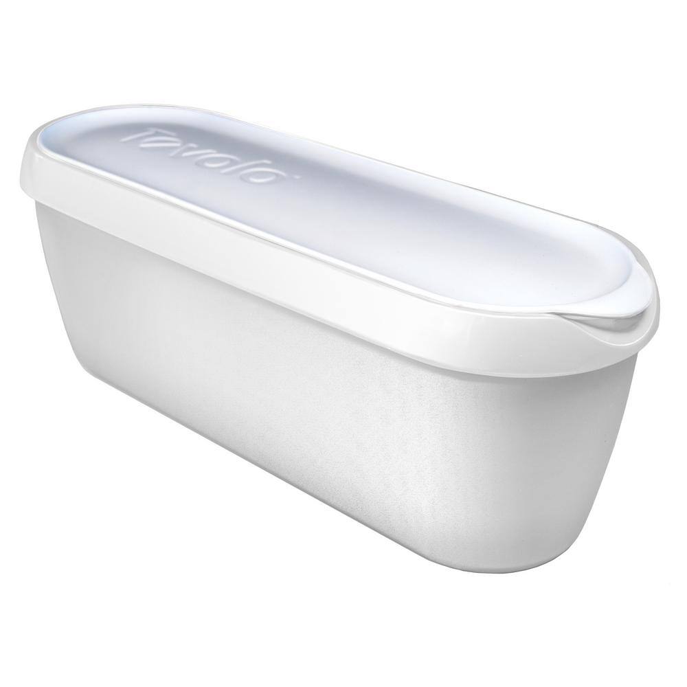 Tovolo Glide-A-Scoop Ice Cream Tub 2.5 Quart Insulated Airtight Reusable Container With Non-Slip Base White 81-18945