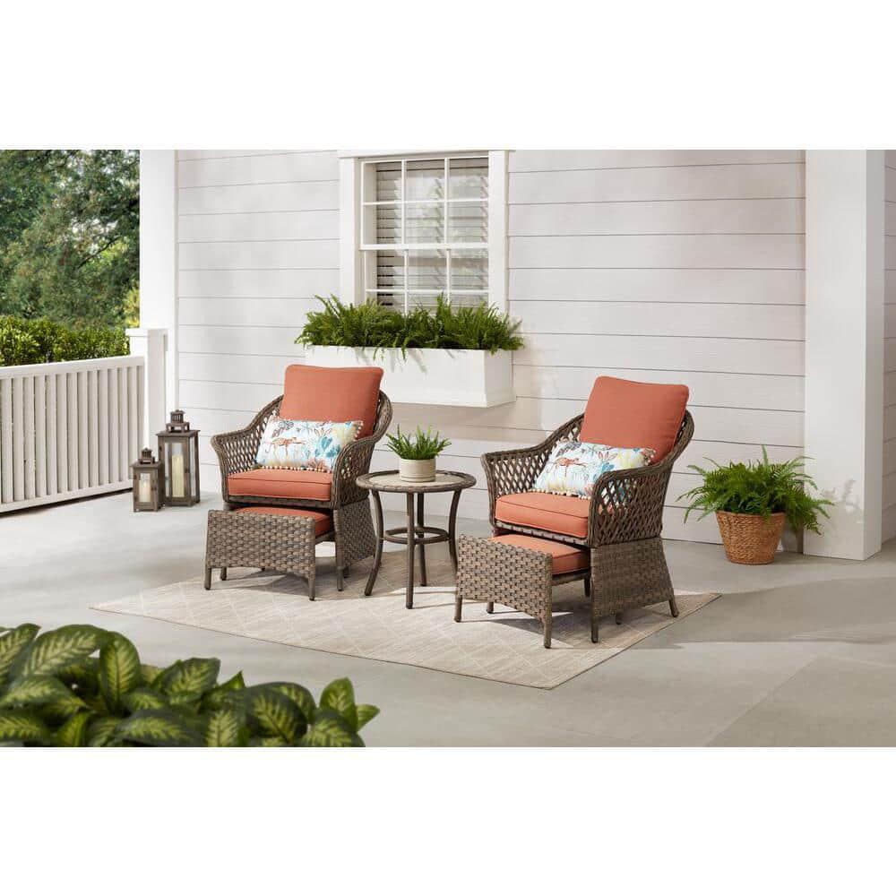 Hampton Bay Valley Spring 5Piece Wicker Patio Conversation Set with Sienna Cushions