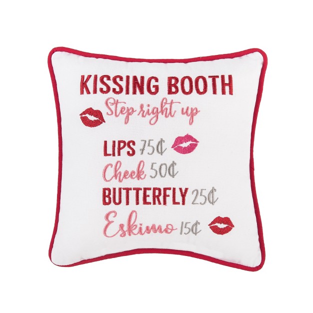 C amp f Home Kissing Booth Valentine x27 s Day Embroidered 10 X 10 Inch Throw Pillow Pet Love Gift Animals Fur Baby Decorative Accent Covers For Couch And Bed