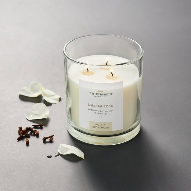 Clear Glass Masala Rose Candle White Designed With Studio Mcgee