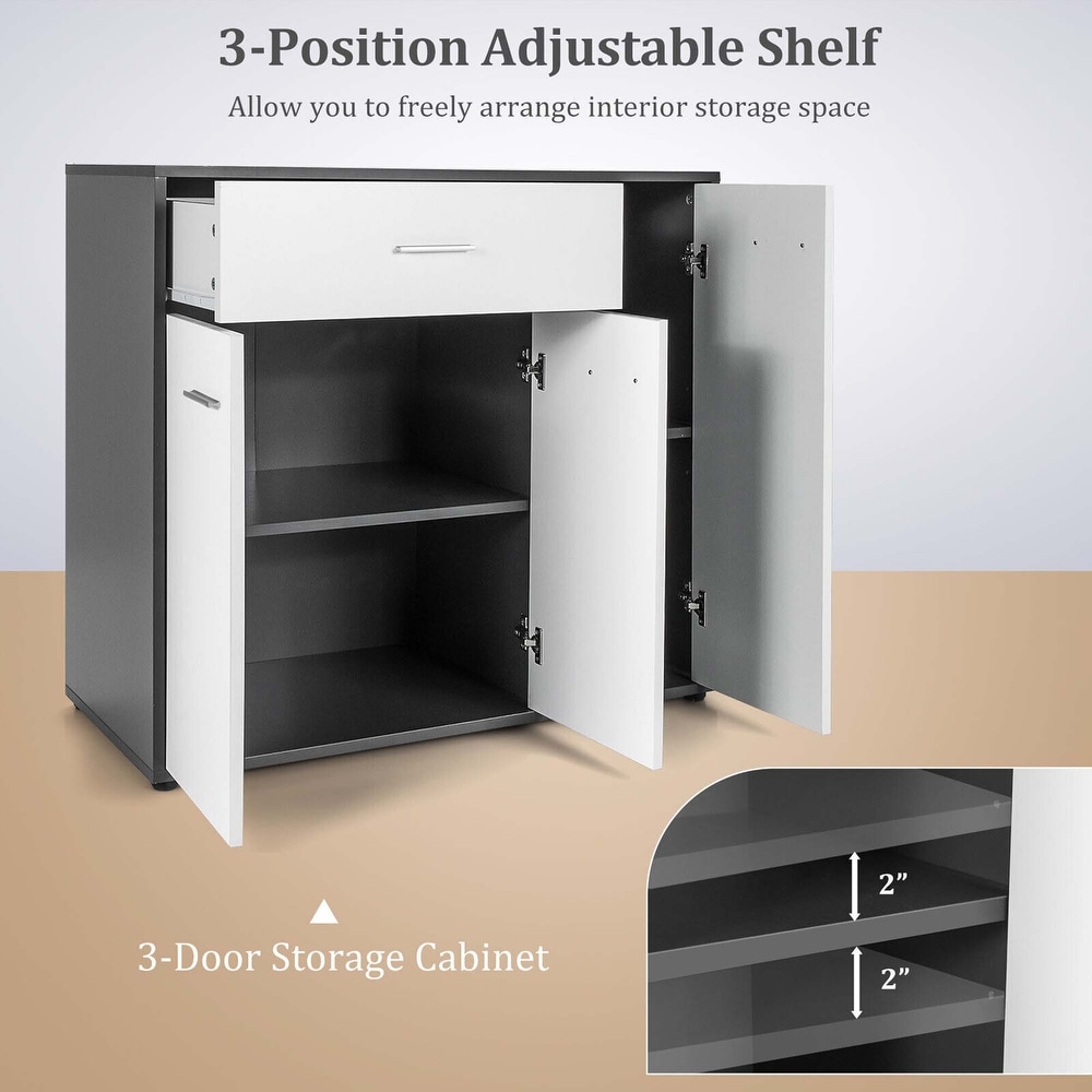 Gymax 3 Door Buffet Sideboard Kitchen Storage Cabinet Console Cupboard