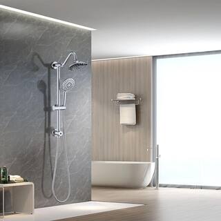 YASINU 6-Spray Multifunction Wall Bar Round Rain Shower Faucet Kit with Handheld Shower in Chrome YNAE132CH