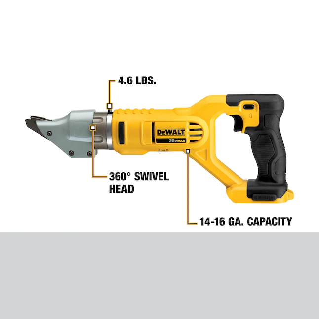 DEWALT DCS494B 20-Volt MAX Cordless 14-Gauge Swivel Head Double Cut Shears (Tool-Only)