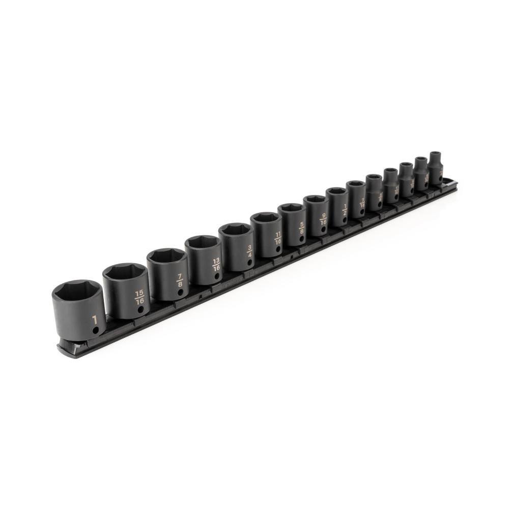 TEKTON SID91104 3/8 in. Drive 6-Point Impact Socket Set， 15-Piece (1/4 in. - 1 in.)