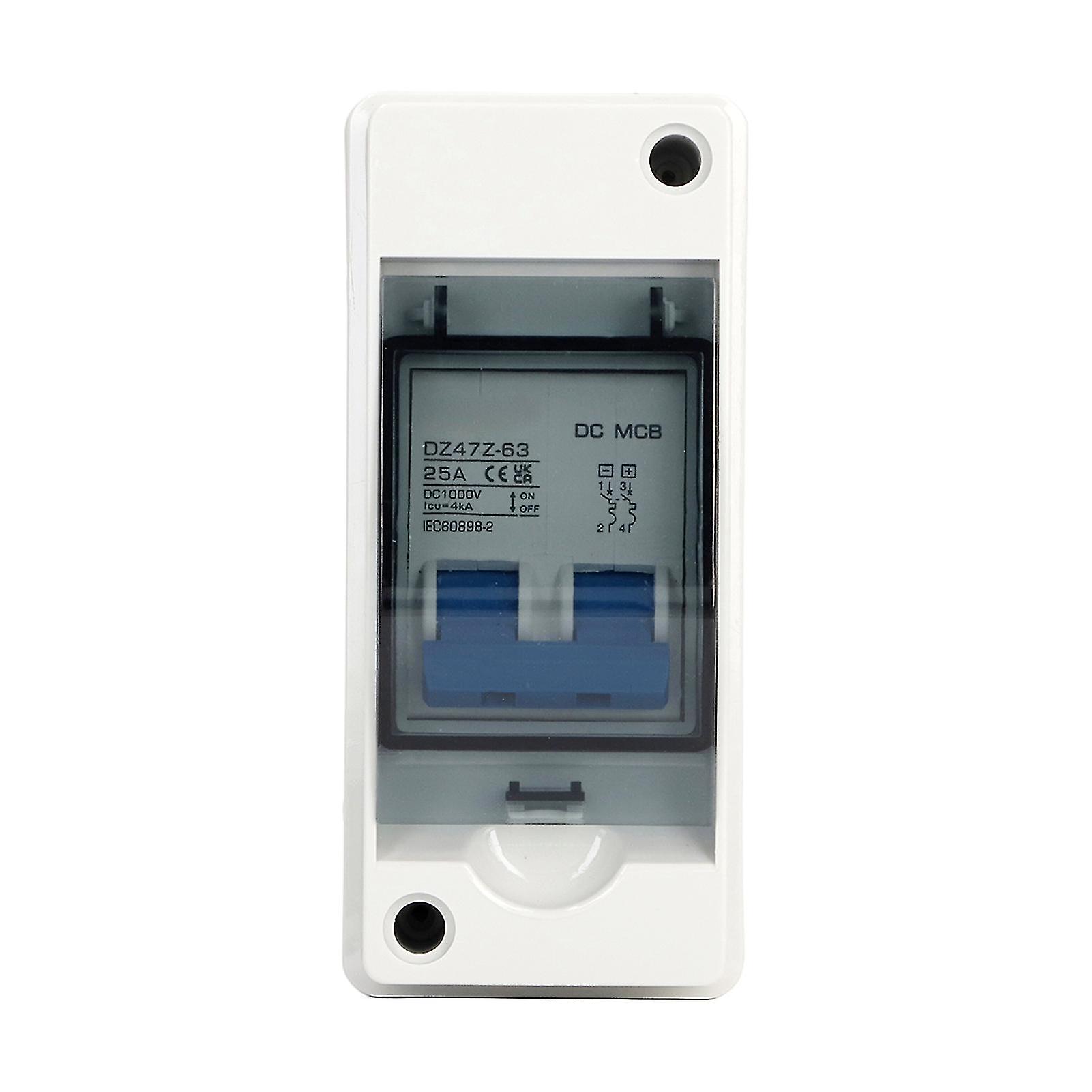 DC Miniature Circuit Breaker 25A IP65 Waterproof Transparent Cover Disconnect Switch for Solar Power System 1000V
