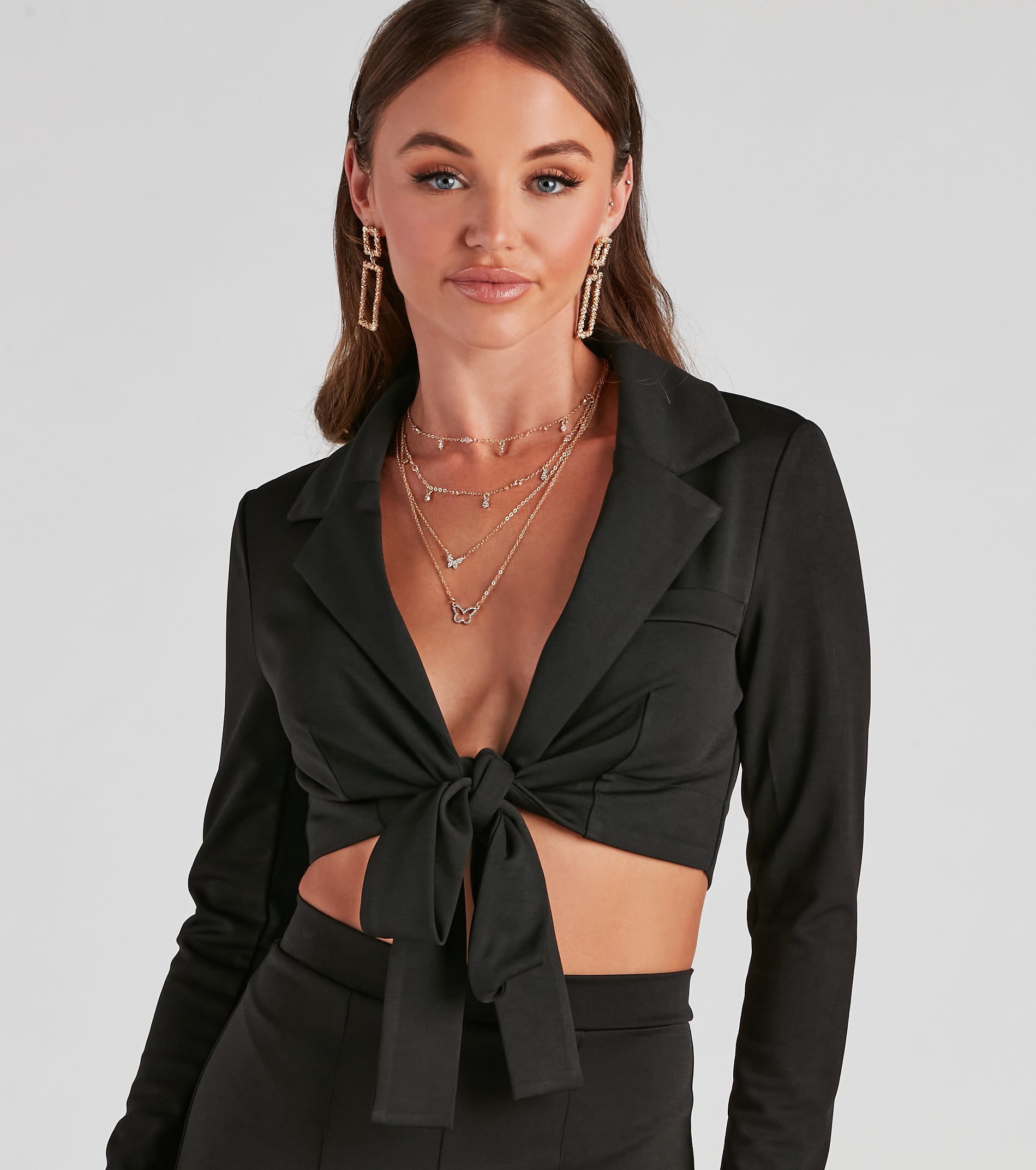 Down To Business Tie-Front Blazer