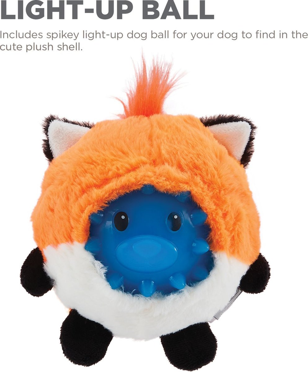 Outward Hound Unbelieva-Ball Fox Interactive Plush Toy with Light Up Dog Ball， Orange