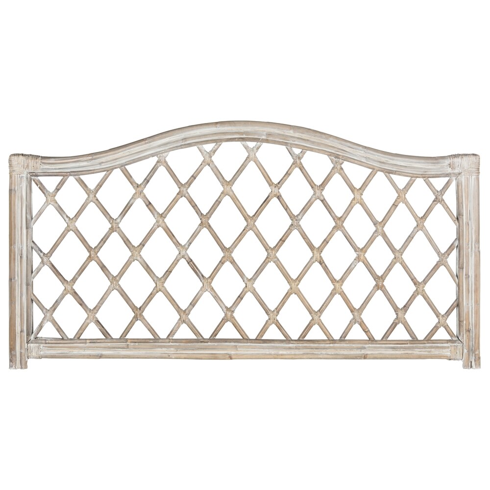 SAFAVIEH Gabrielle Antique Grey Rattan Wicker Trellis Headboard (Full)