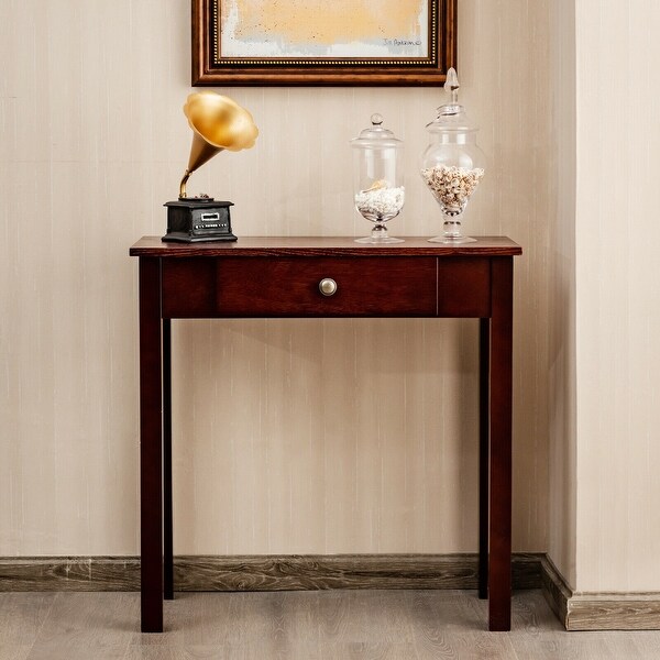 Gymax Console Table with Drawer Entryway Hallway Accent Wooden Table - 28'' x 12'' x 28''