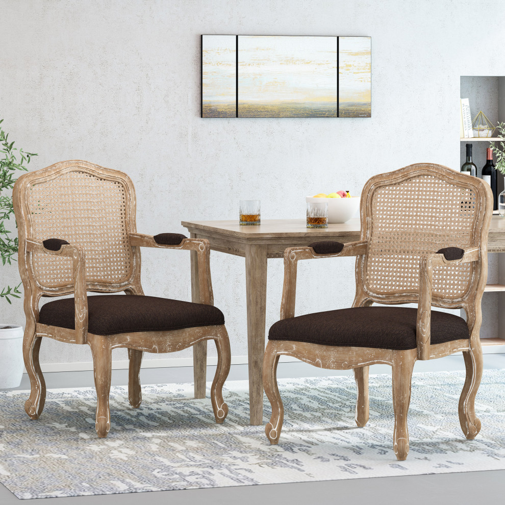 Biorn French Country Upholstered Dining Armchair   Farmhouse   Dining Chairs   by GDFStudio  Houzz