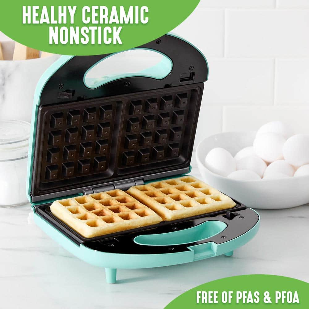 GreenLife Healthy Ceramic Nonstick Turquoise Waffle and Sandwich Duo CC005823-001