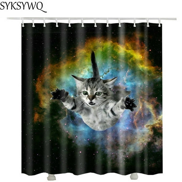 cutely pet cat take bath Shower Curtains drop shopping Creative Waterproof Polyester Fabric Shower Curtain Bathroom