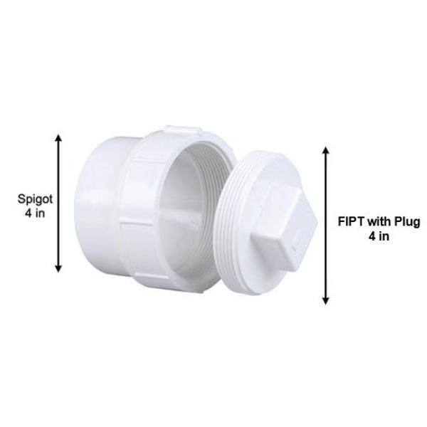 NIBCO 4 in. PVC DWV Spigot x Cleanout with Plug Adapter Fitting C4816HD4