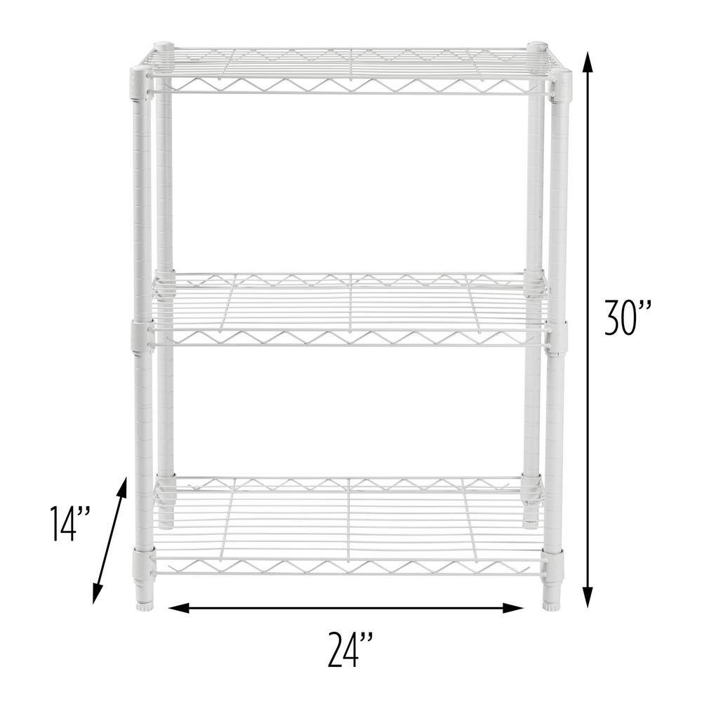 Honey-Can-Do White Heavy Duty 3-Tier Steel Adjustable Shelving Unit (24 in. W x 30 in. H x 14 in. D) SHF-09619