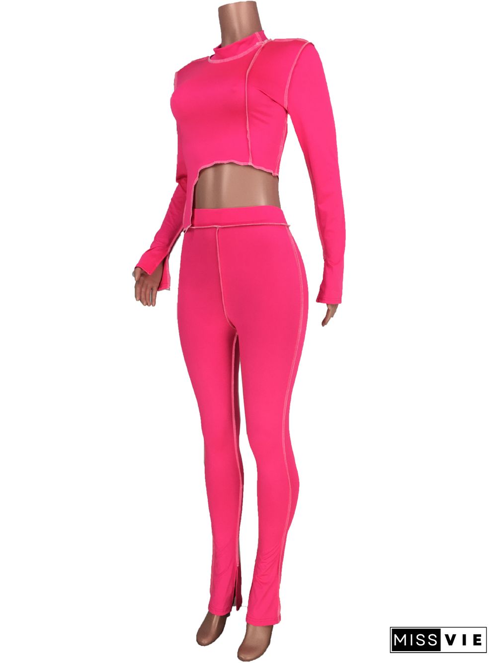 XS Bright Line Decoration Skinny Two Piece Pants Set