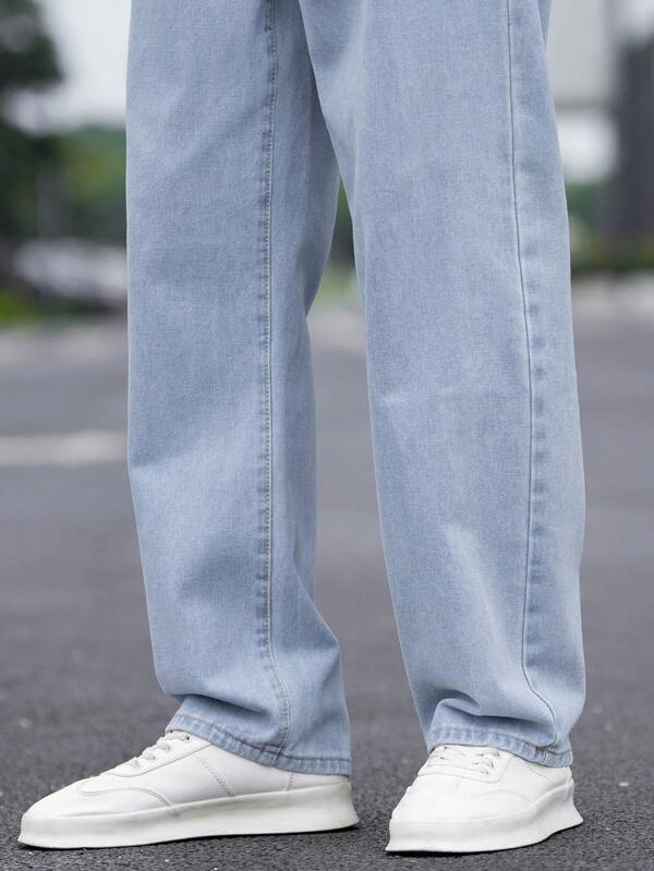 Hypemode Men Cotton Slant Pocket Loose Fit Jeans