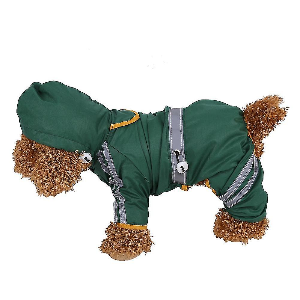 New Pet Raincoat Waterproof Jacket Dog Hood Rain Cover Outdoor Protection Clothes (Green M)