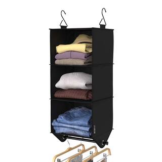 ClosetMaid 34.76 in. H Charcoal Black Fabric Hanging Closet Organizer with 3 Shelves 2050500