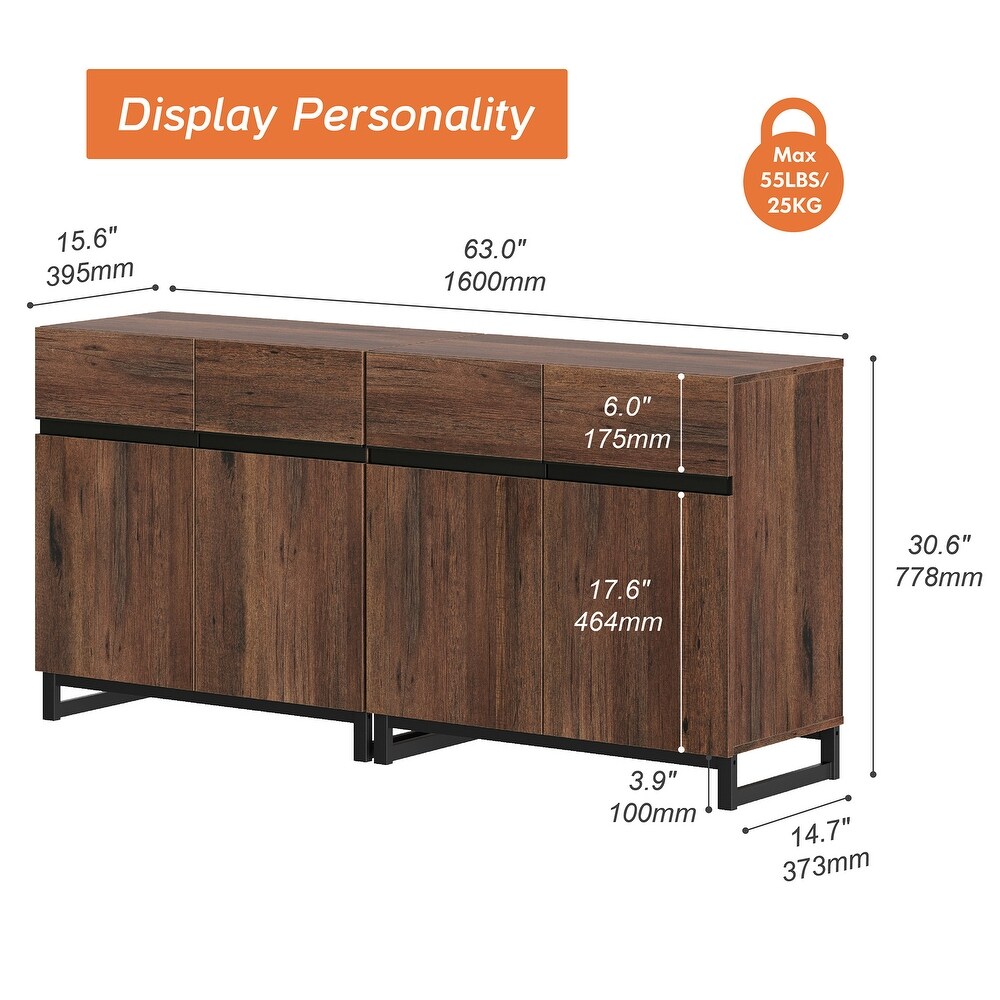 2 in 1 Modern Sideboard with Adjustable Shelves