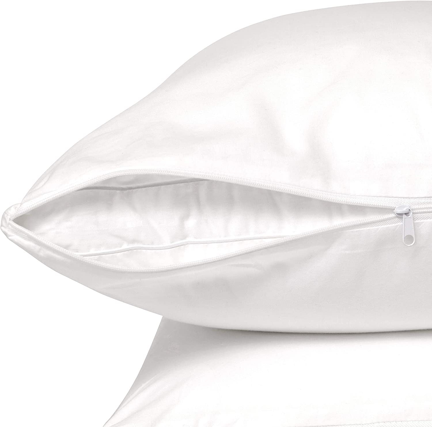 Micropuff Zippered Pillow Protectors - Soft Brushed Microfiber Pillow Covers - Queen 20x30 - 2 Pack