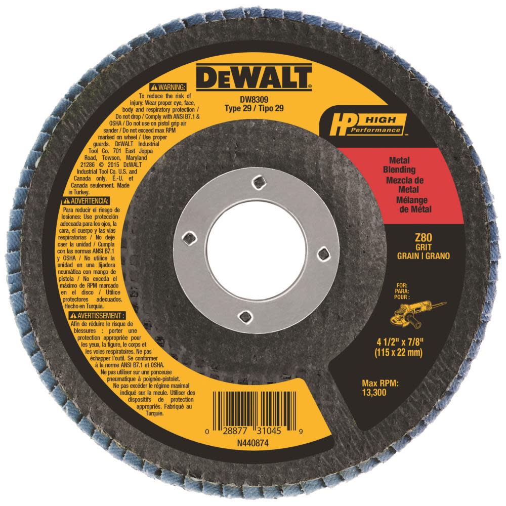 DEWALT 4-1/2-in x 7/8-in 80 Grit Zirconia Flap Disc DW8309 from DEWALT