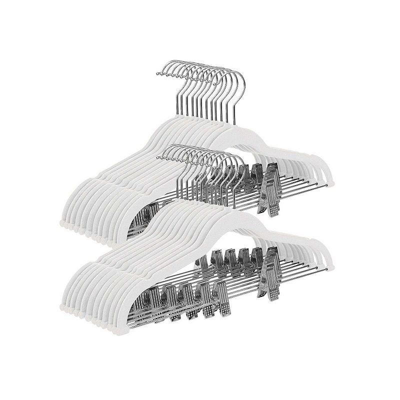 30-Pack White Pants Hangers with Adjustable Clips