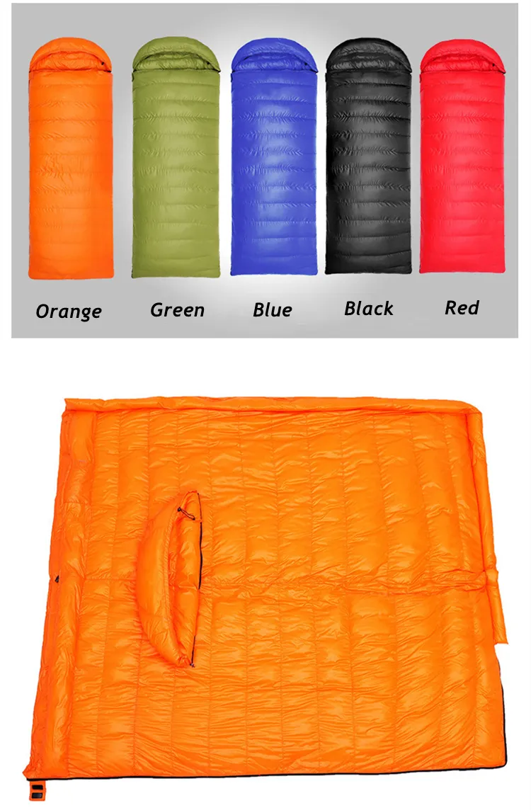 Outdoor Waterproof Goose Down Sleeping Bag Adult Portable Winter Camping Mountaineering Equipment Envelope Sleeping Bag