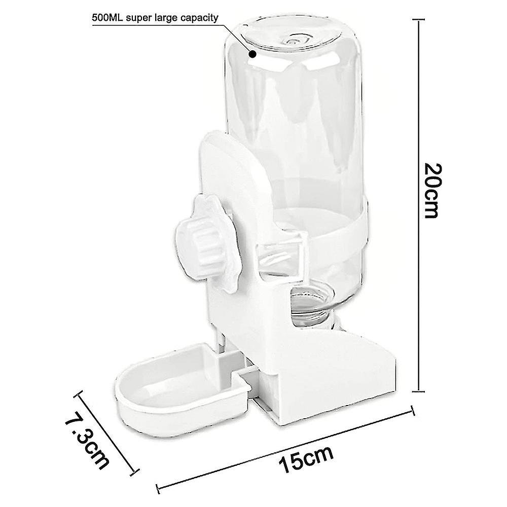 Miman Rabbit Water Bottle， 17oz Hanging Water Fountain Automatic Dispenser No Leak Waterfeeder For Bunny White