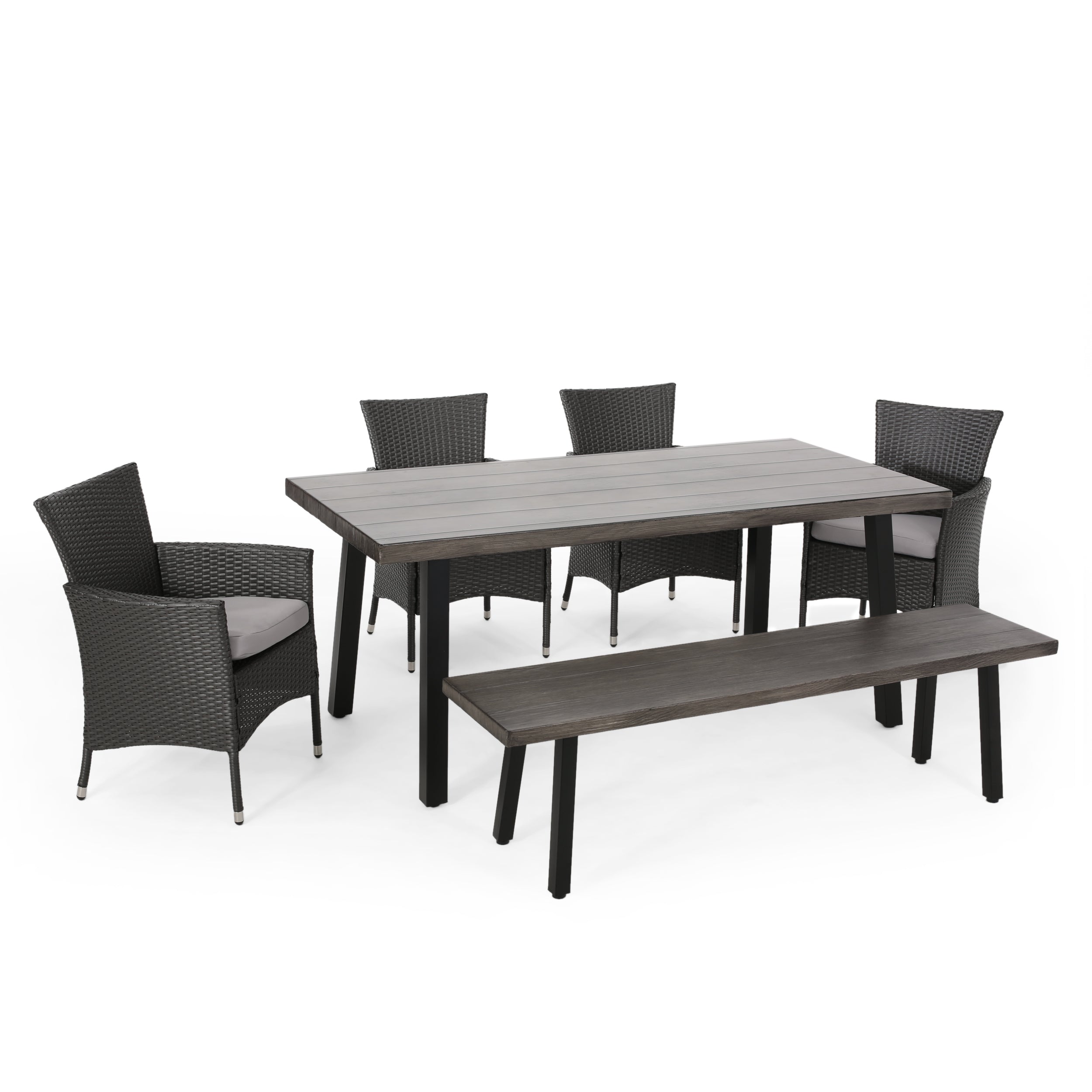 Altair Outdoor 6 Piece Aluminum Dining Set with Bench