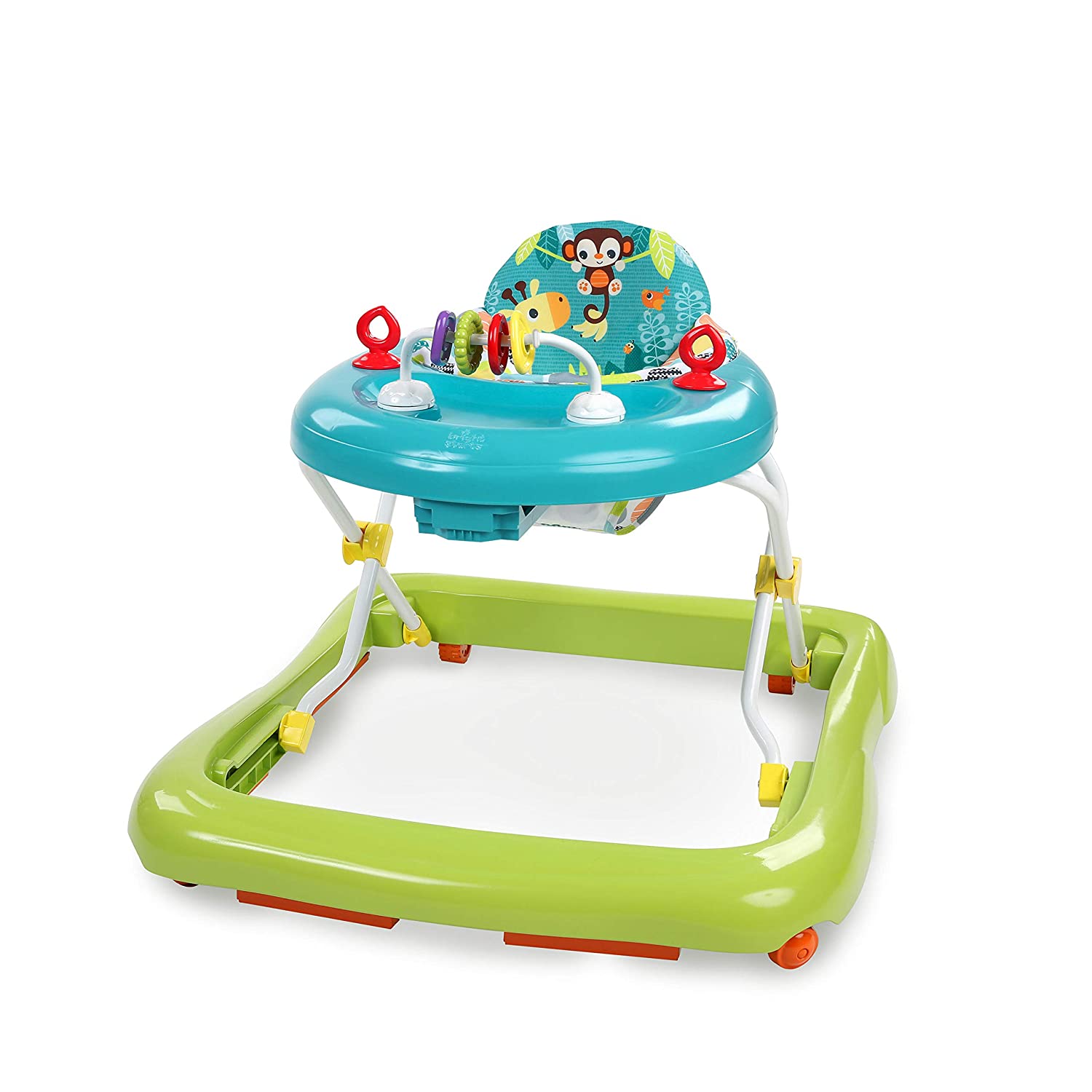 Bright Starts Giggling Safari Walker with Easy Fold Frame for Storage， Ages 6 Months 