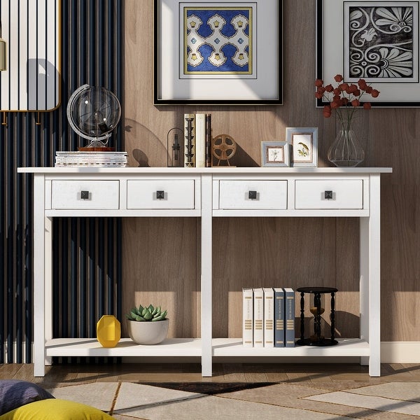 Entryway Sideboard Console Table with Drawers and Bottom Shelf