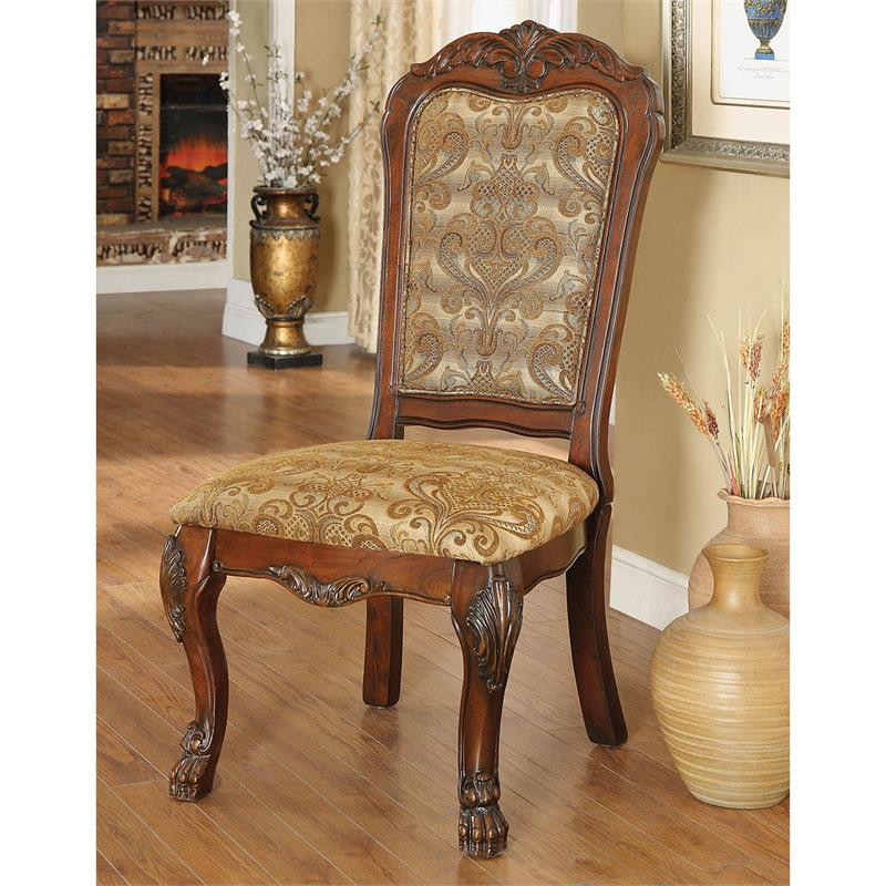 Furniture of America Douglas Solid Wood Padded Dining Chair (Set of 2) in Cherry   Victorian   Dining Chairs   by Homesquare  Houzz