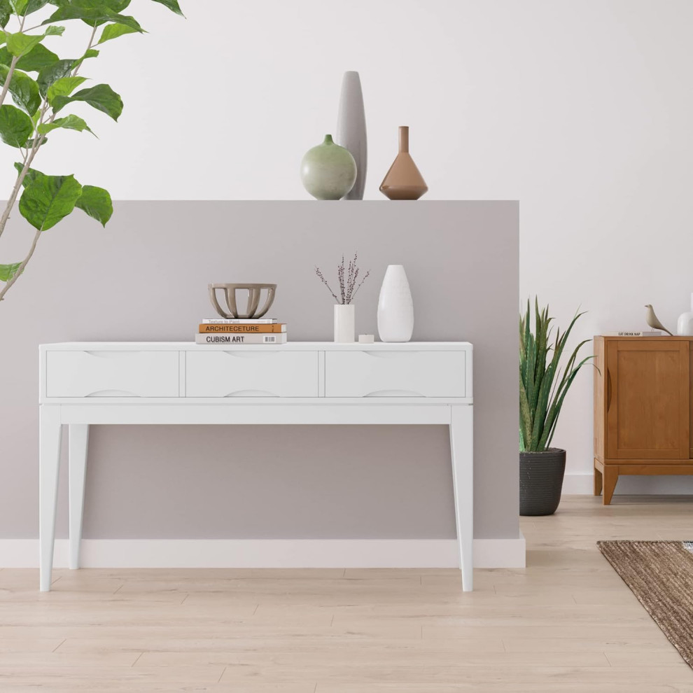 Contemporary Console Table  3 Storage Drawers With Notched Handles   Transitional   Console Tables   by Decor Love  Houzz