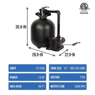 FlowXtreme Above Ground Sand Filter System with 1.5 HP Dual Speed Pump - 2.86 sq. ft. filtration area NE4501