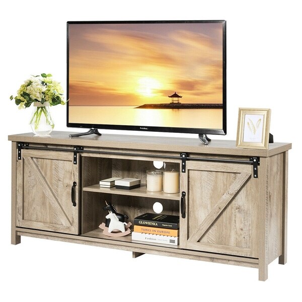 TV Stand with Cabinet Sliding Barn Door - 58