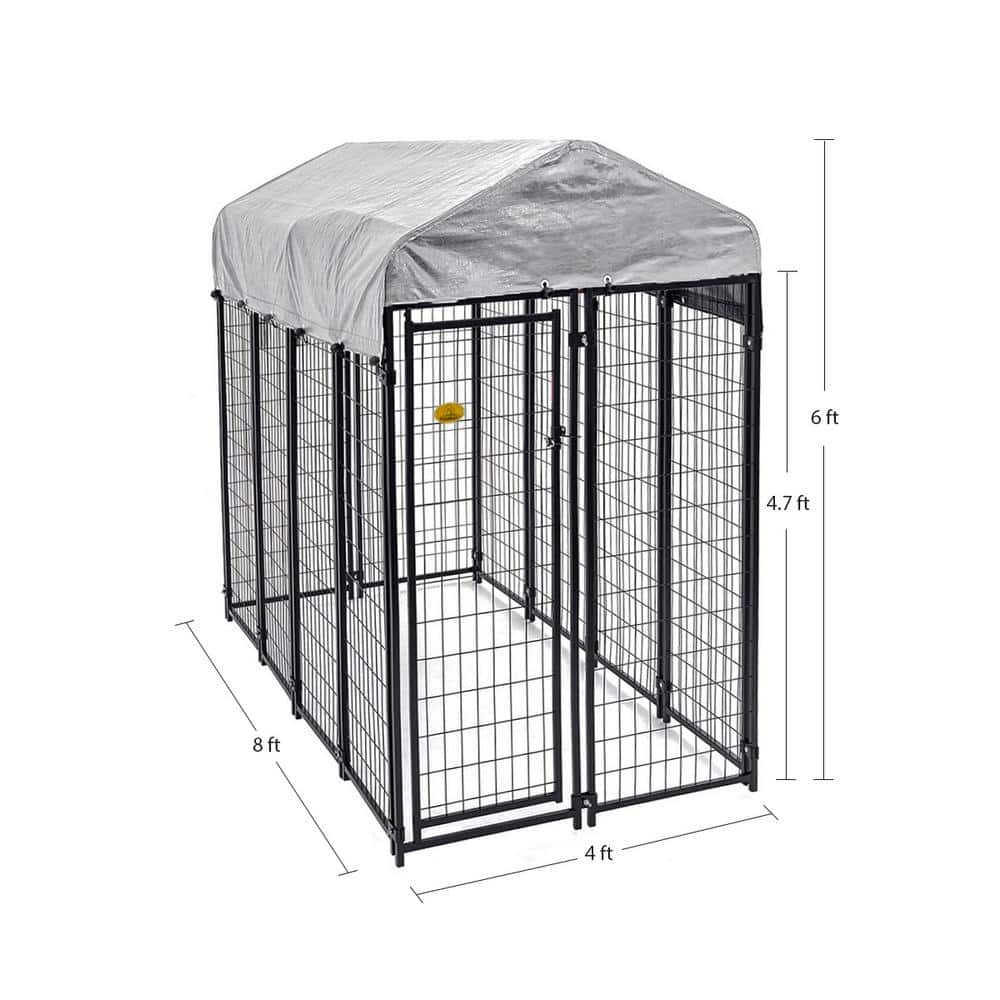 KennelMaster 4 ft. x 8 ft. x 6 ft. Welded Wire Dog Fence Kennel Kit DK648WC