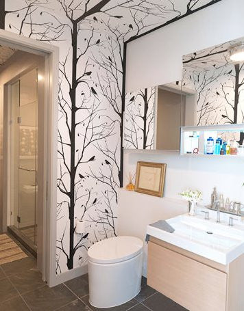 Blackbird Wallpaper in White