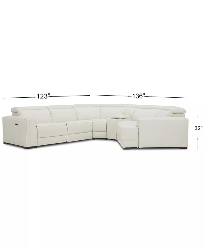 Furniture Jenneth 5-Pc. Leather Sofa with 1 Power Motion Recliner and Cuddler