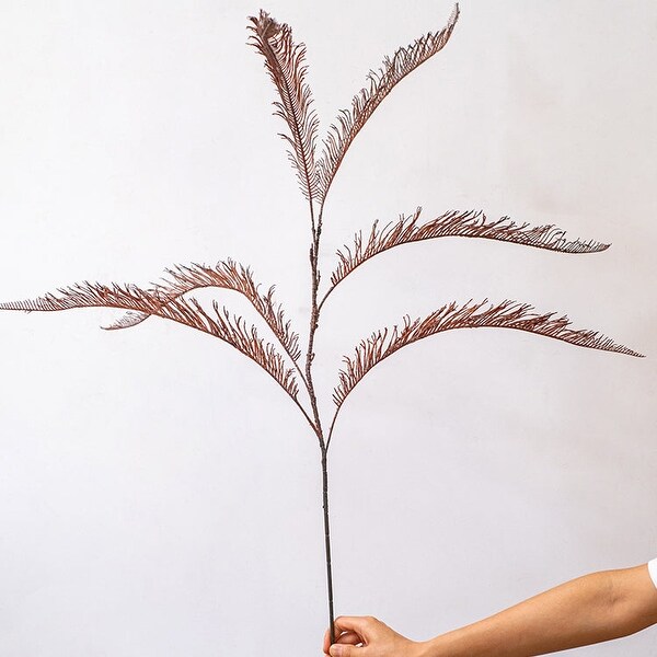 RusticReach Tall Red Brown Artificial Fern Leaf Stem 48 Tall