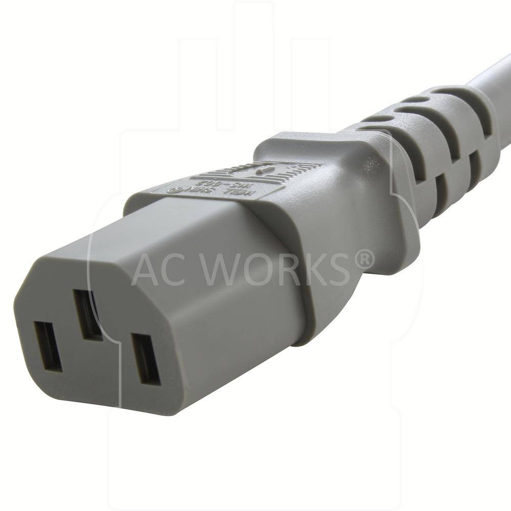 AC WORKS 15 Amp 6 ft. 143 in. Medical Grade Power Cord to IEC C13 End MD15AC13-072