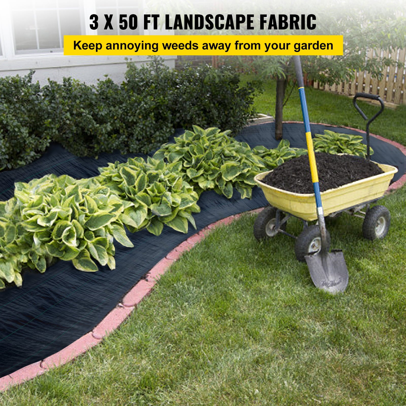 VEVOR 5ftx30ft Premium Weed Barrier Fabric Heavy Duty 5OZ, Woven Weed Control Fabric, High Permeability Good for Flower Bed, Geotextile Fabric for Underlayment, Polyethylene Ground Cover