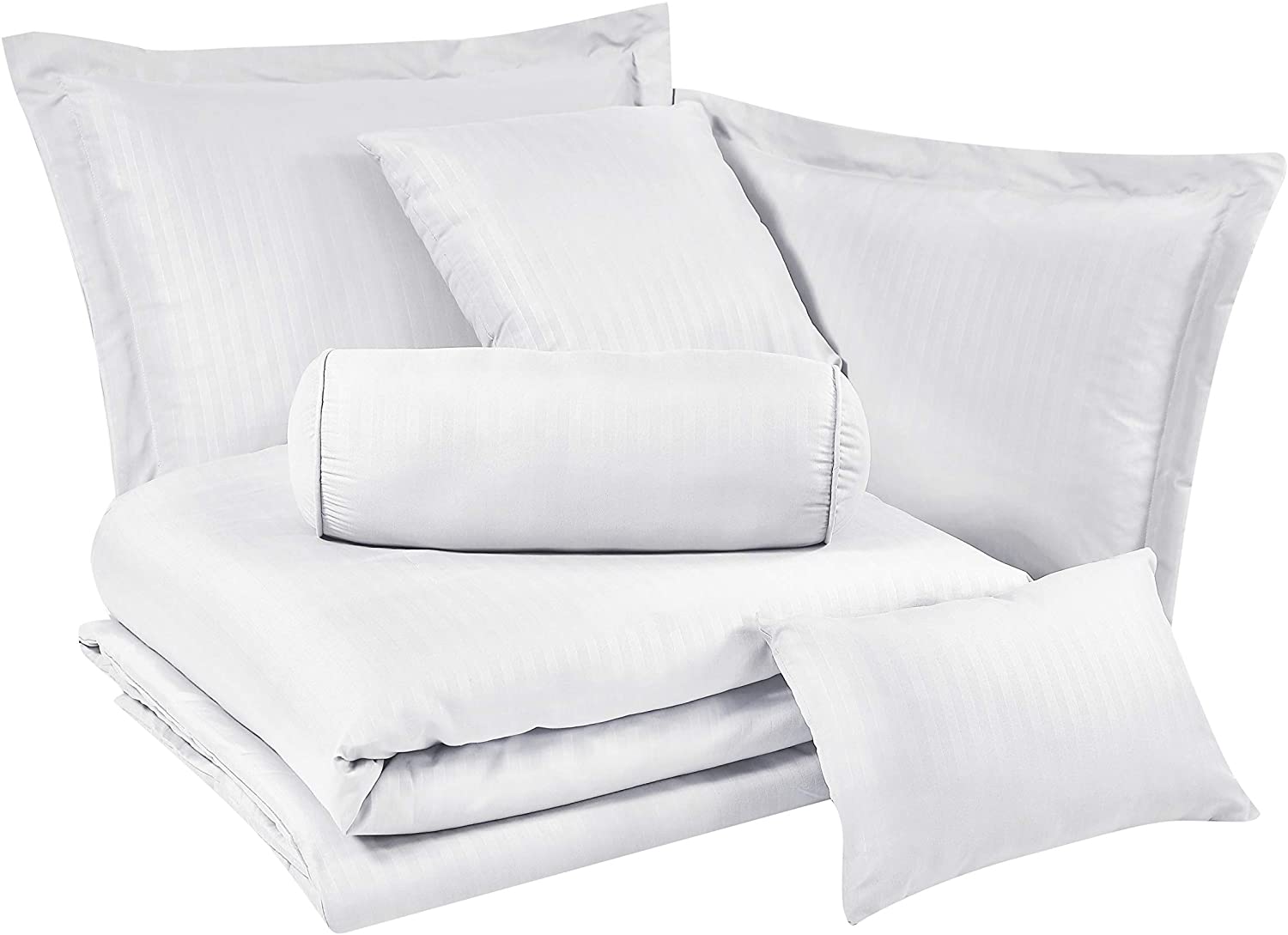 Chezmoi Collection Lex 7-Piece Hotel Dobby Stripe Comforter Set