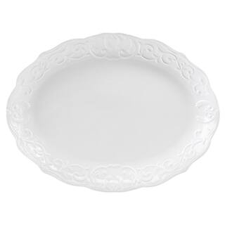 GIBSON HOME Bountiful Joy 18.75 in. x 14 in. White Durastone Stoneware Oval Platter 985120227M