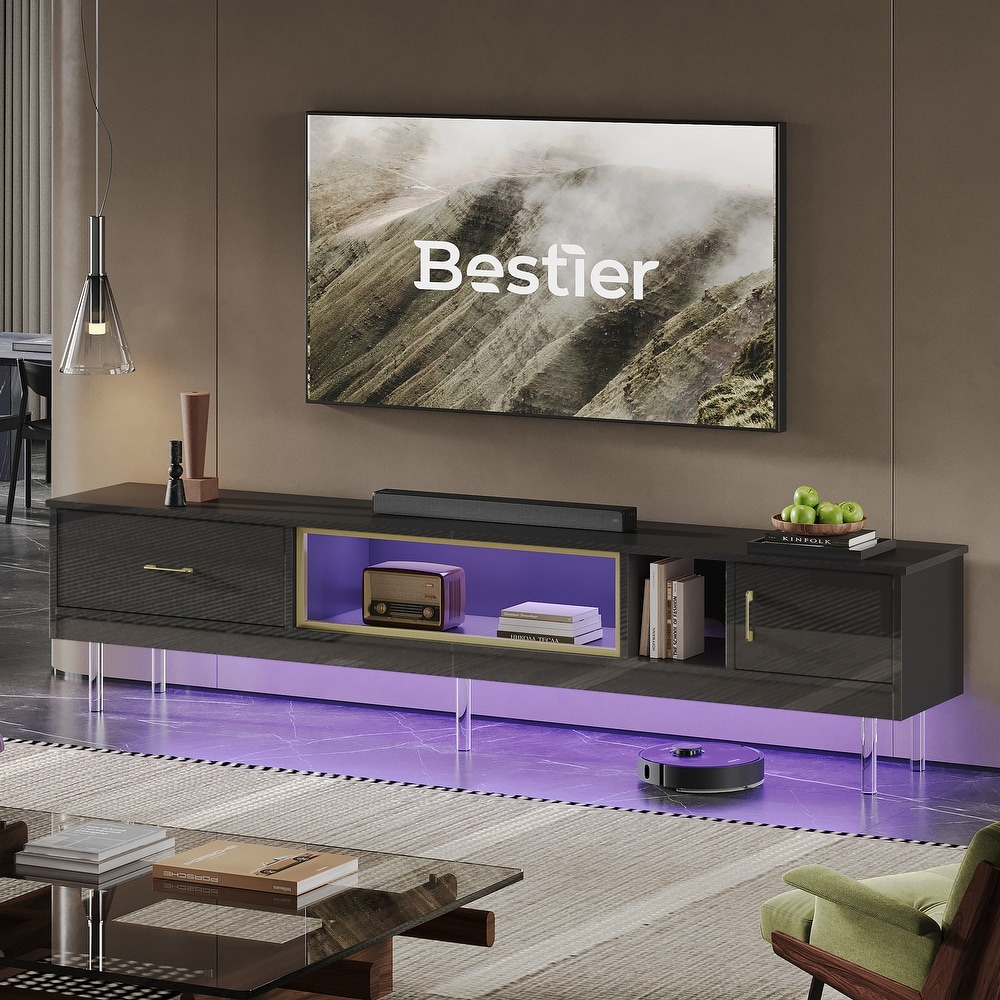 High Gloss LED TV Stands Modern Entertainment Center for 85\