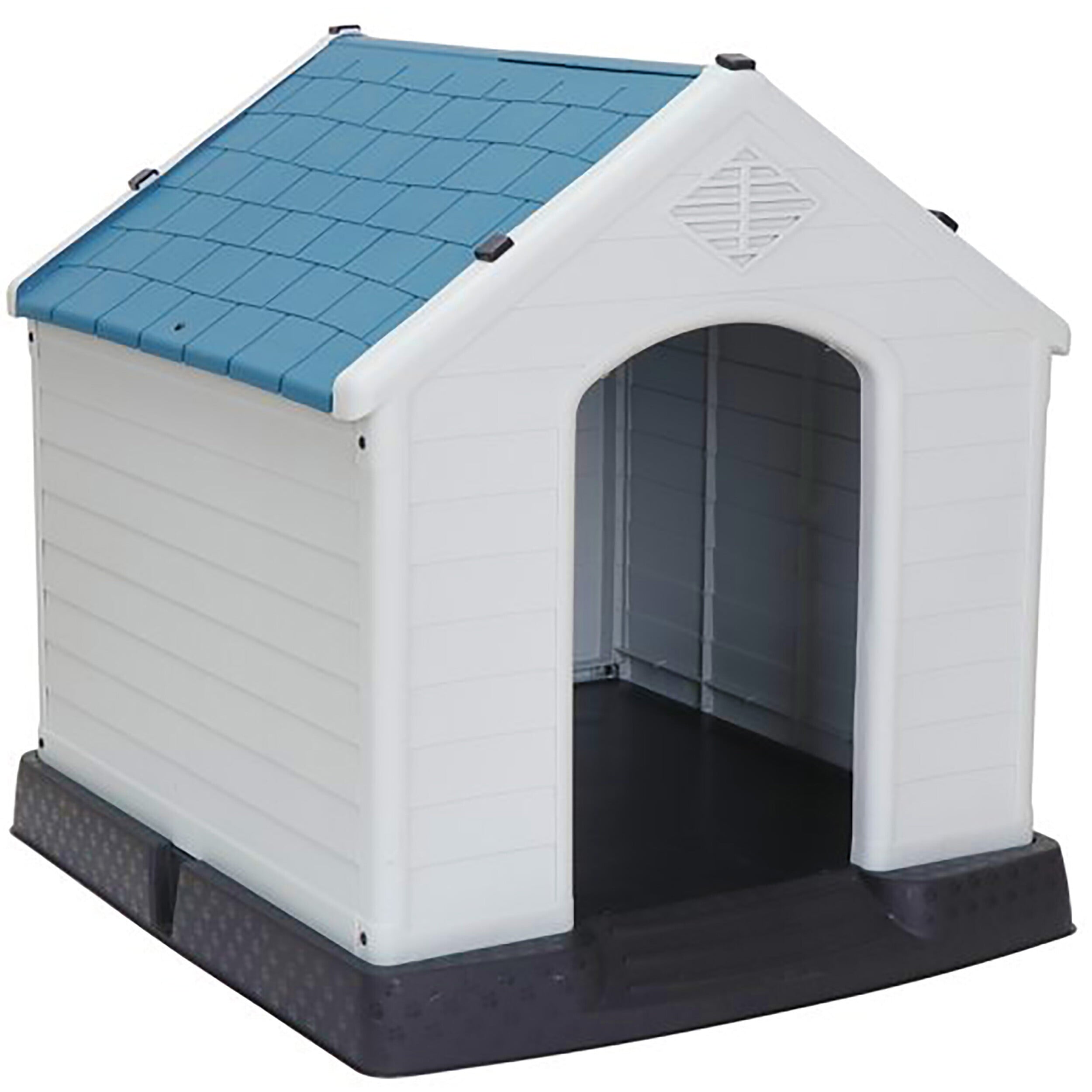 ZENY Plastic Indoor Outdoor Dog House Medium Pet Doghouse White， Blue Roof